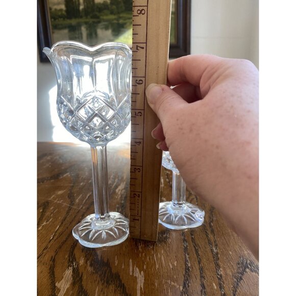 Vintage Crystal Glass Tulip Candle Holders Set Of 2 - Picture 3 of 5